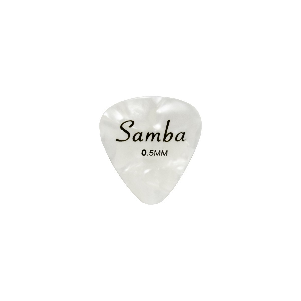 Púa guitarra ovalada 0.5mm nacarina blanca samba