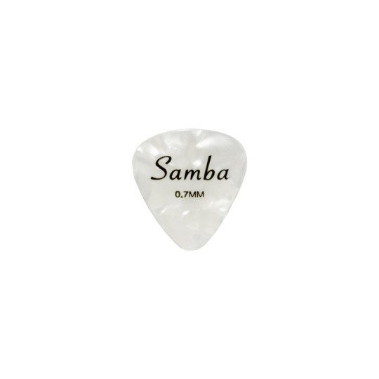 Púa guitarra ovalada 1mm nacarina blanca samba