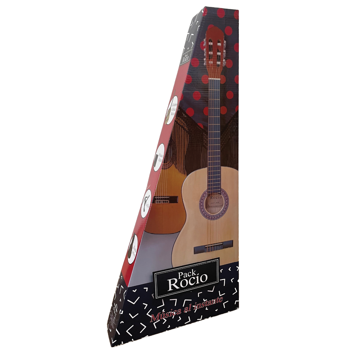 Pack guitarra clásica rocio natural 4/4 + funda + afinador + cejilla