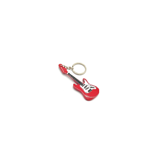 Electric guitar keychain in red (wood)