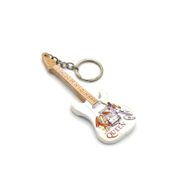 Llavero guitarra queen - tribute (blanca - madera)