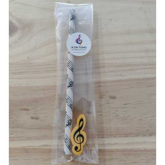 Gift pack: musical pencil + treble clef eraser