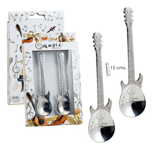 Set 2 cucharillas guitarra plata. acero inox