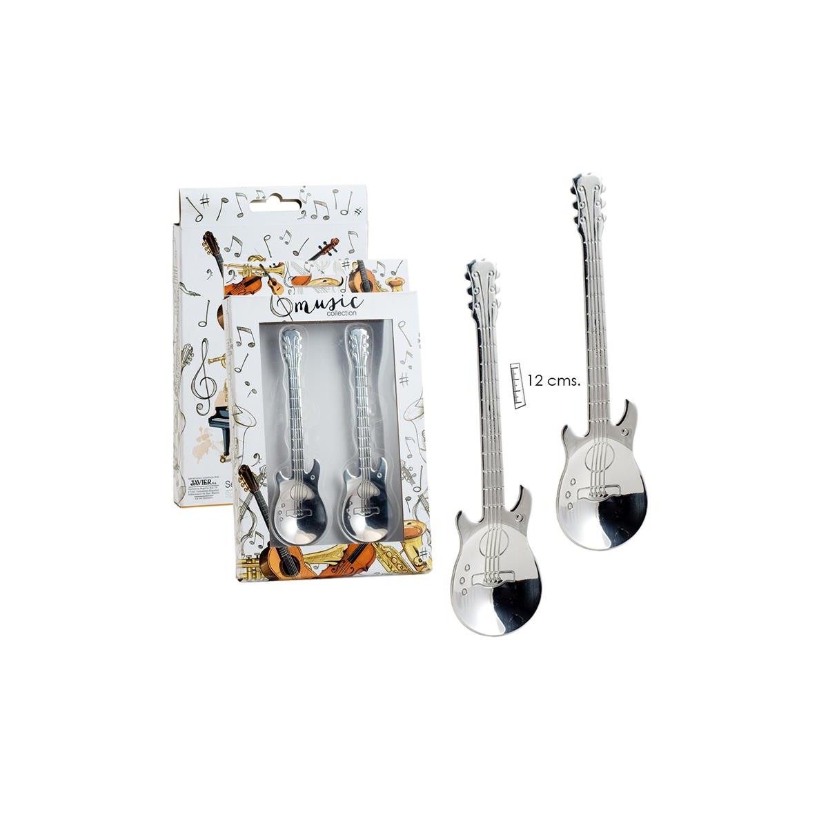 Set 2 cucharillas guitarra plata. acero inox