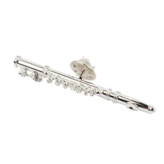 Silver 3D flute pin