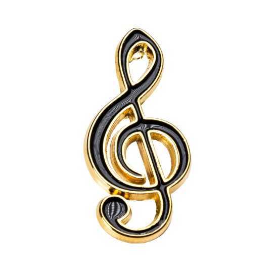 Black treble clef pin