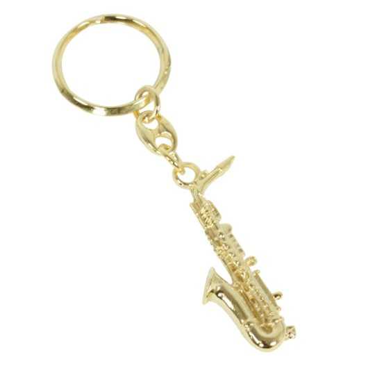 Golden saxophone keychain