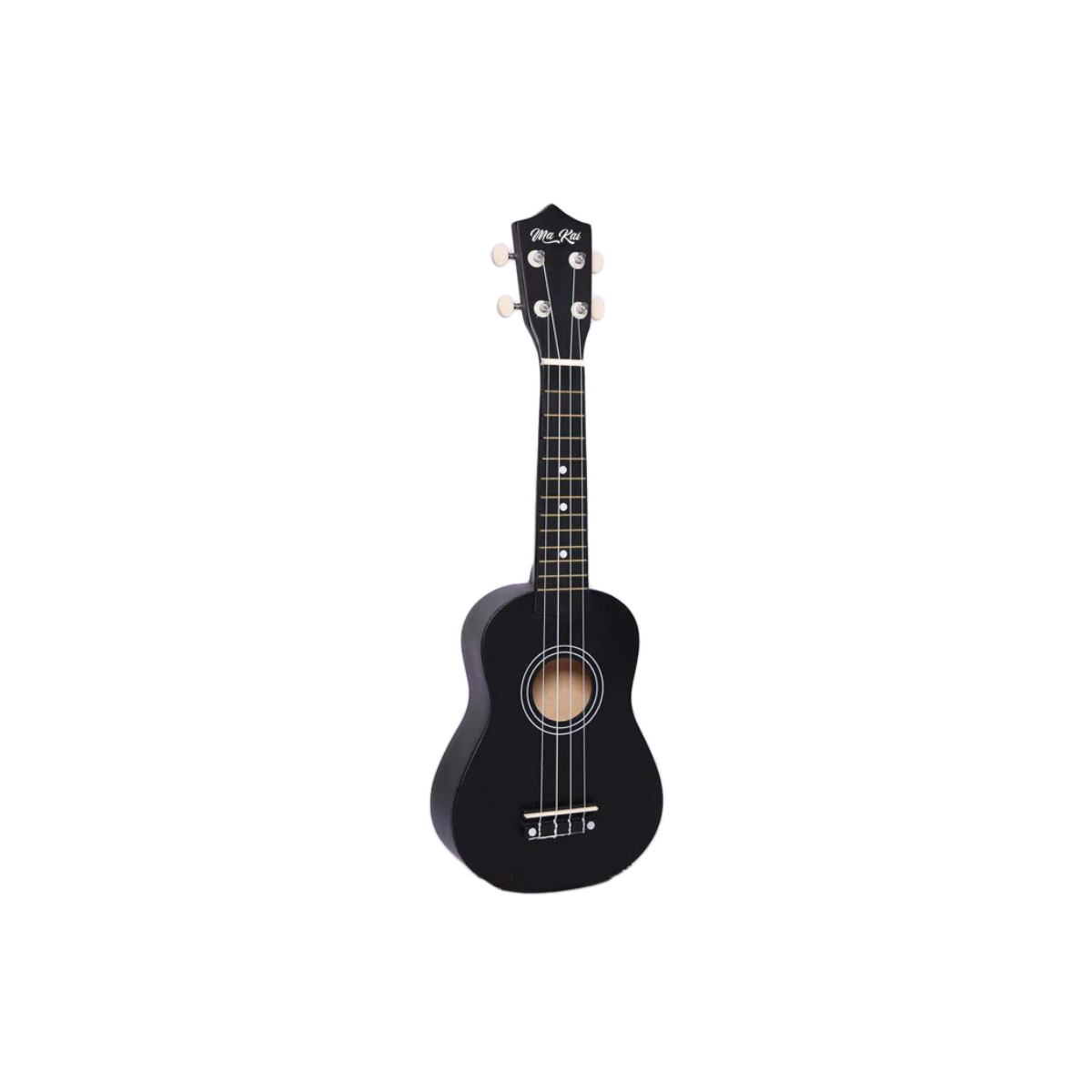 Ukelele soprano negro ma kai + funda, púa y cuerda recambio