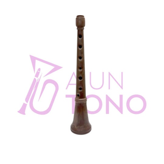 Pack of wooden-effect dolçaina (traditional Valencian double-reed wind instrument) + mouthpiece + reed + traditional music stand