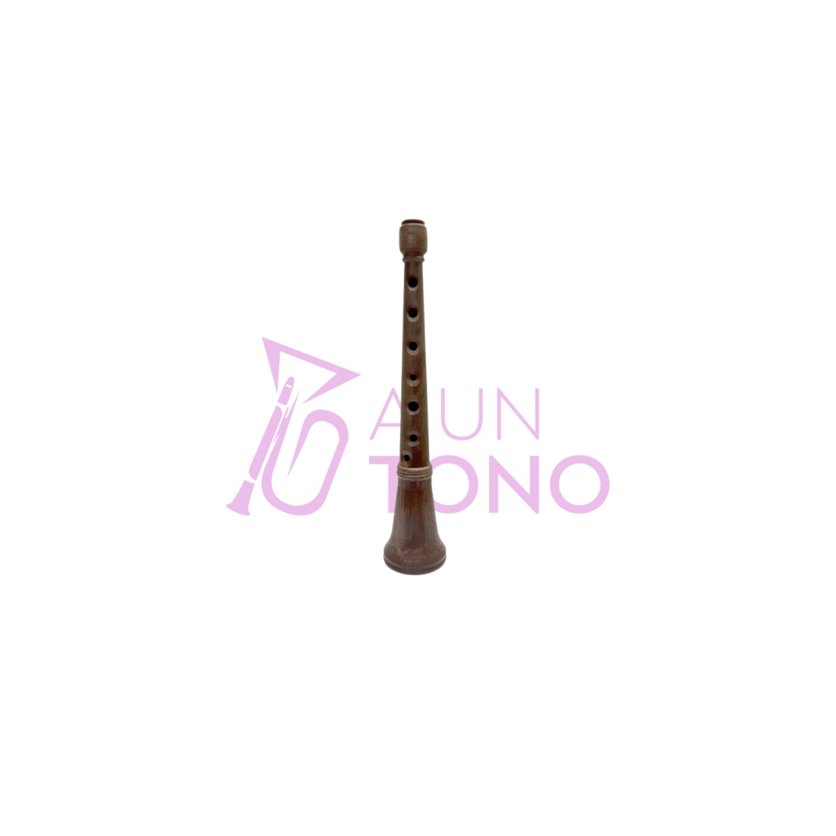 Pack of wooden-effect dolçaina (traditional Valencian double-reed wind instrument) + mouthpiece + reed + traditional music stand