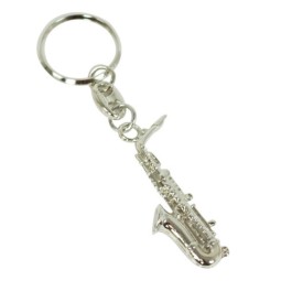 Silver saxophone keychain