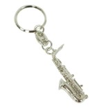 Silver saxophone keychain