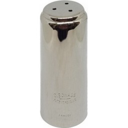 Inverted nickel-plated Bonade clarinet mouthpiece.