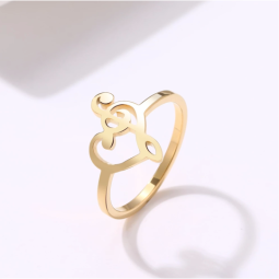 Anillo solfa 9 acero inoxidable dorado