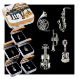 Silver trumpet pin + decorated box