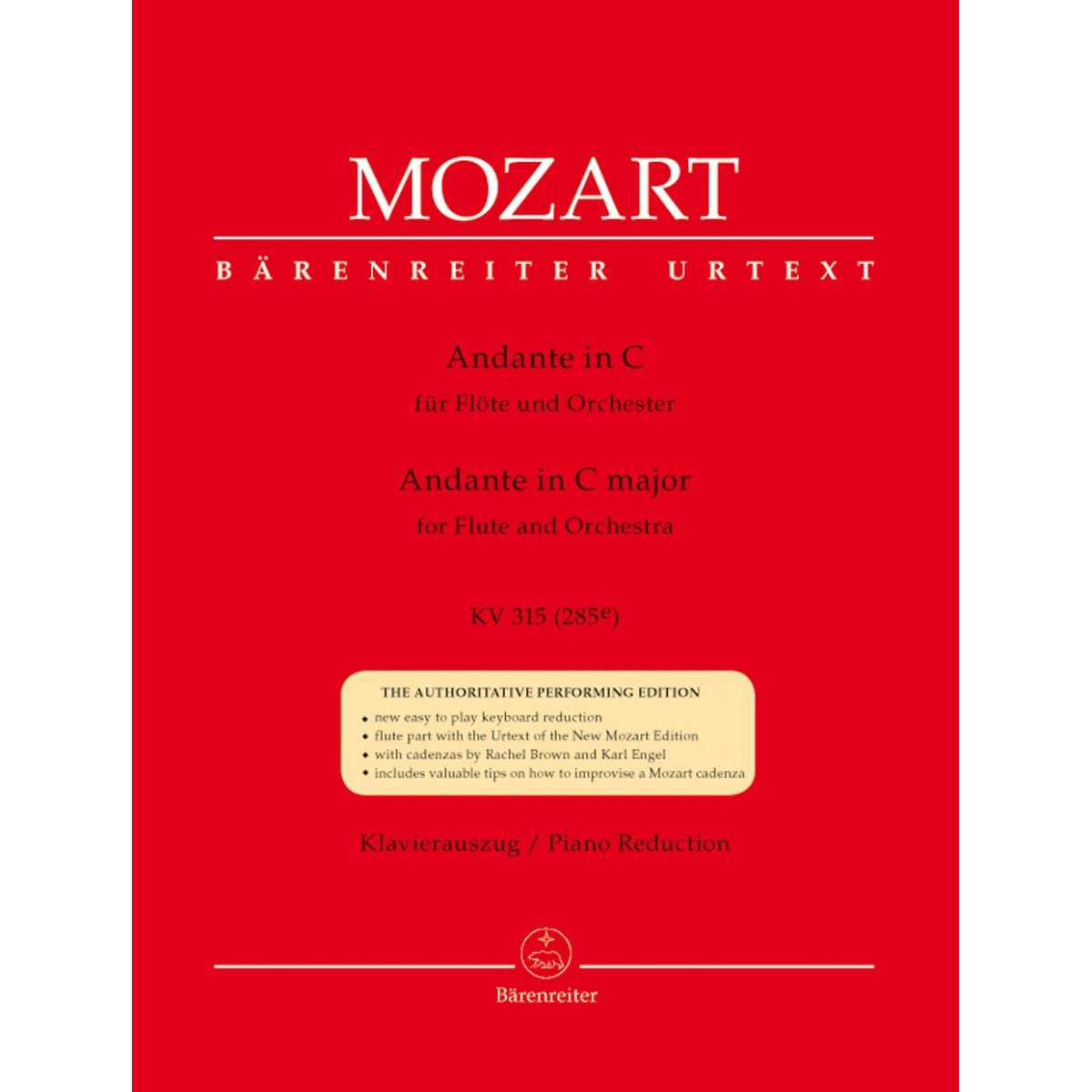 Andante in C major K.V.315 for flute Urtext - Mozart W.A. (Barenreiter)