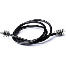 Flexible brush cleans slides and metal pipes.