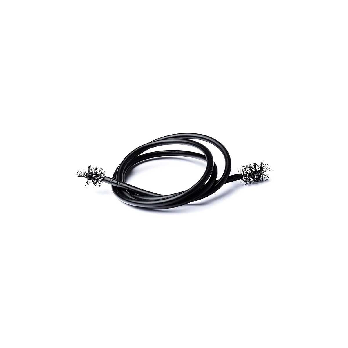 Flexible brush cleans slides and metal pipes.