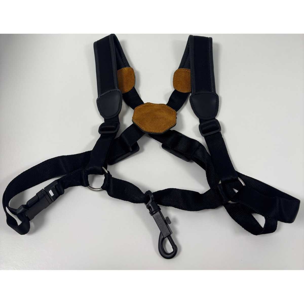 Saxo harness Ortolá padded leather plastic carabiner child