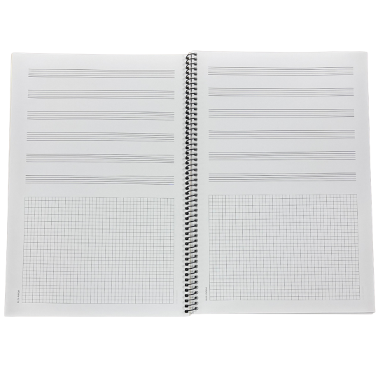 Libreta música A4 6 Pentagramas + Cuadrícula tapa amarilla