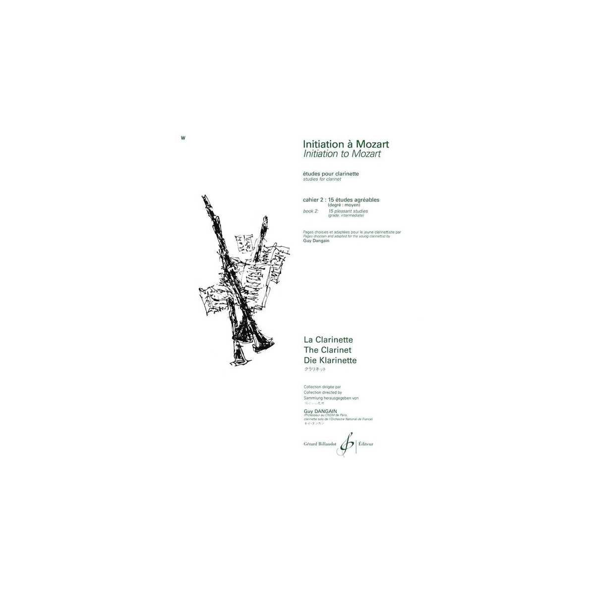 Initiation a Mozart Vol. 2: 15 études agréables para clarinete - Guy DangainEd. Gérard Billaudot