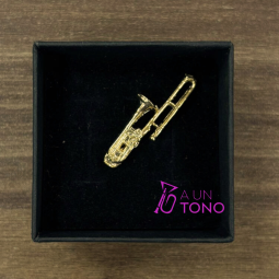 Pin trombón dorado + cajita