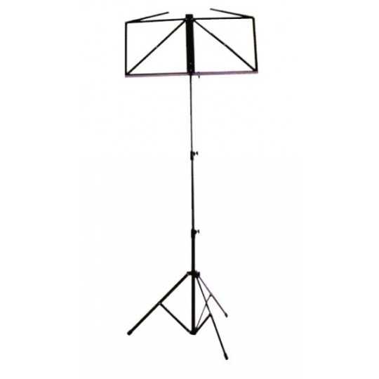 Folding black music stand with case