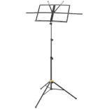 Hercules black folding music stand with case