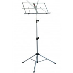 Folding silver TCM music stand with case