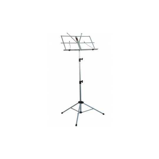 Folding silver TCM music stand with case