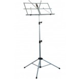 Folding silver TCM music stand with case