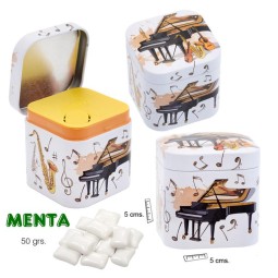 Mint gum in a music box