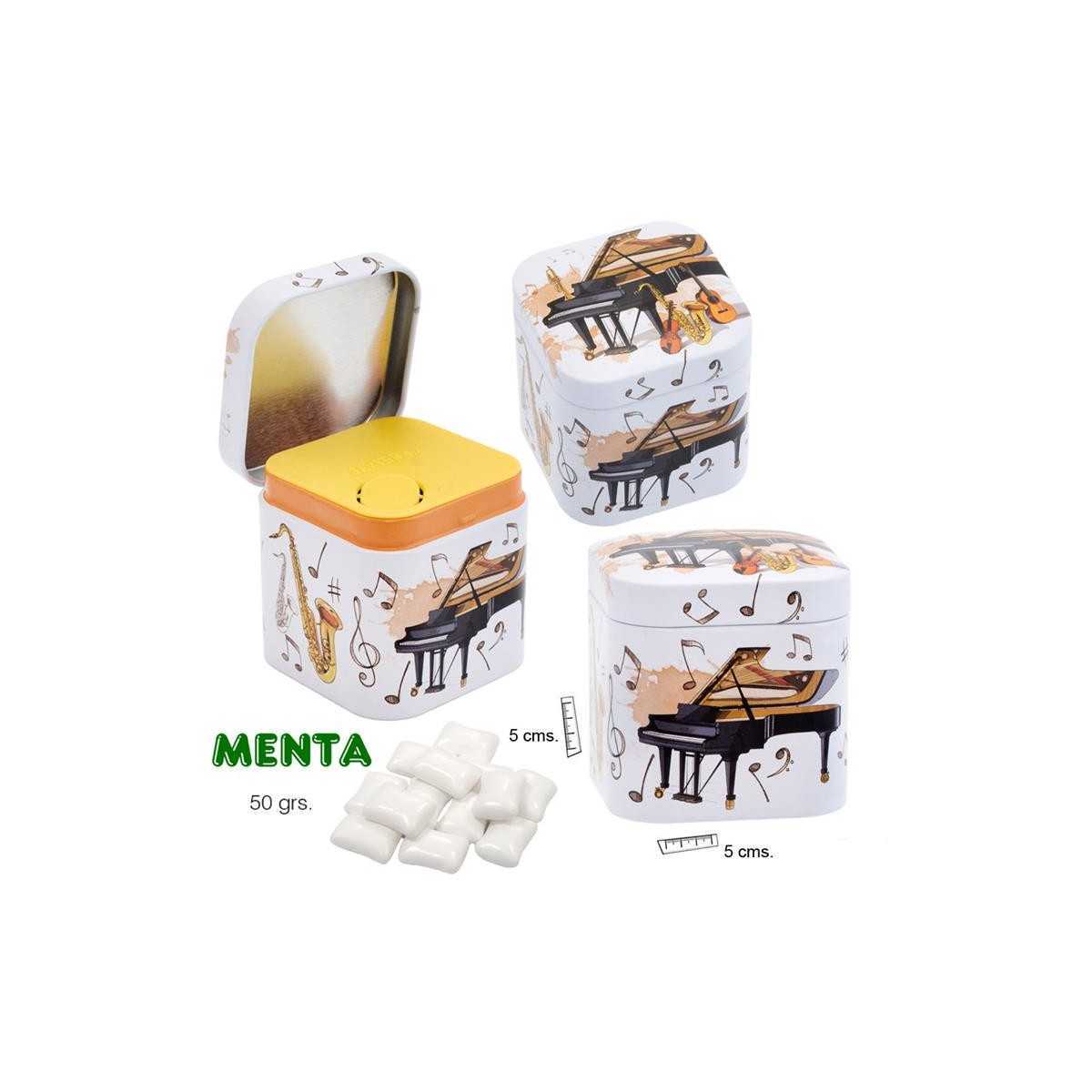 Mint gum in a music box