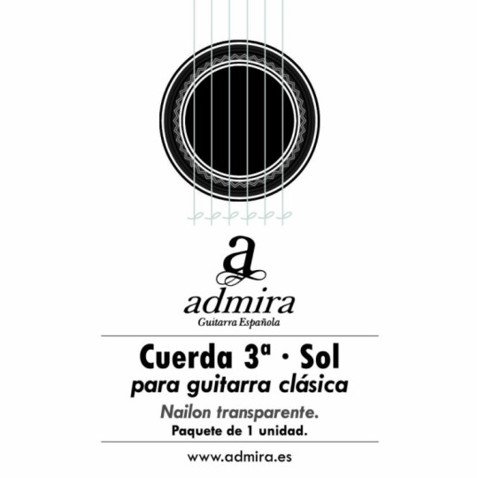 Cuerda guitarra 3ª sol admira clásica