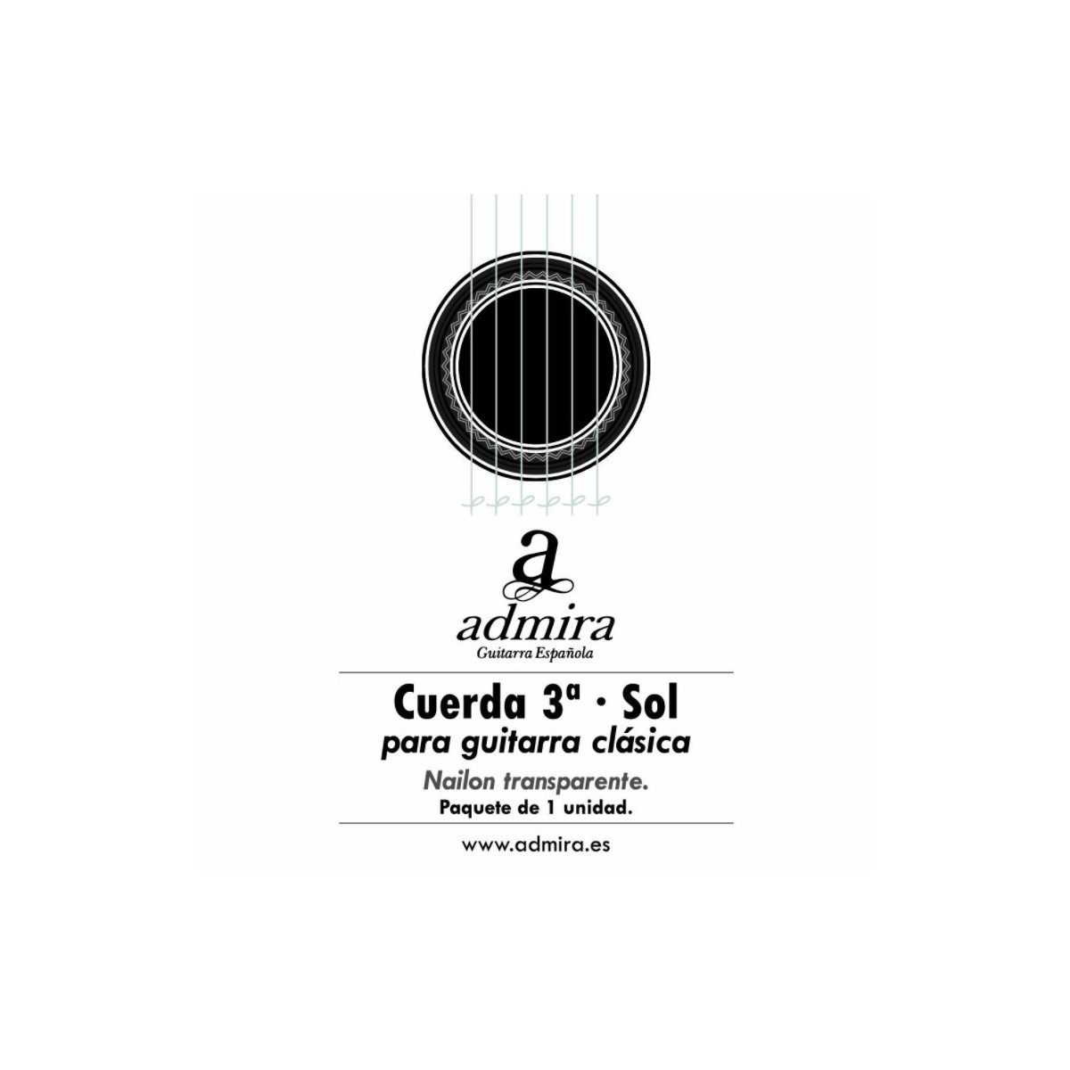 Cuerda guitarra 3ª sol admira clásica