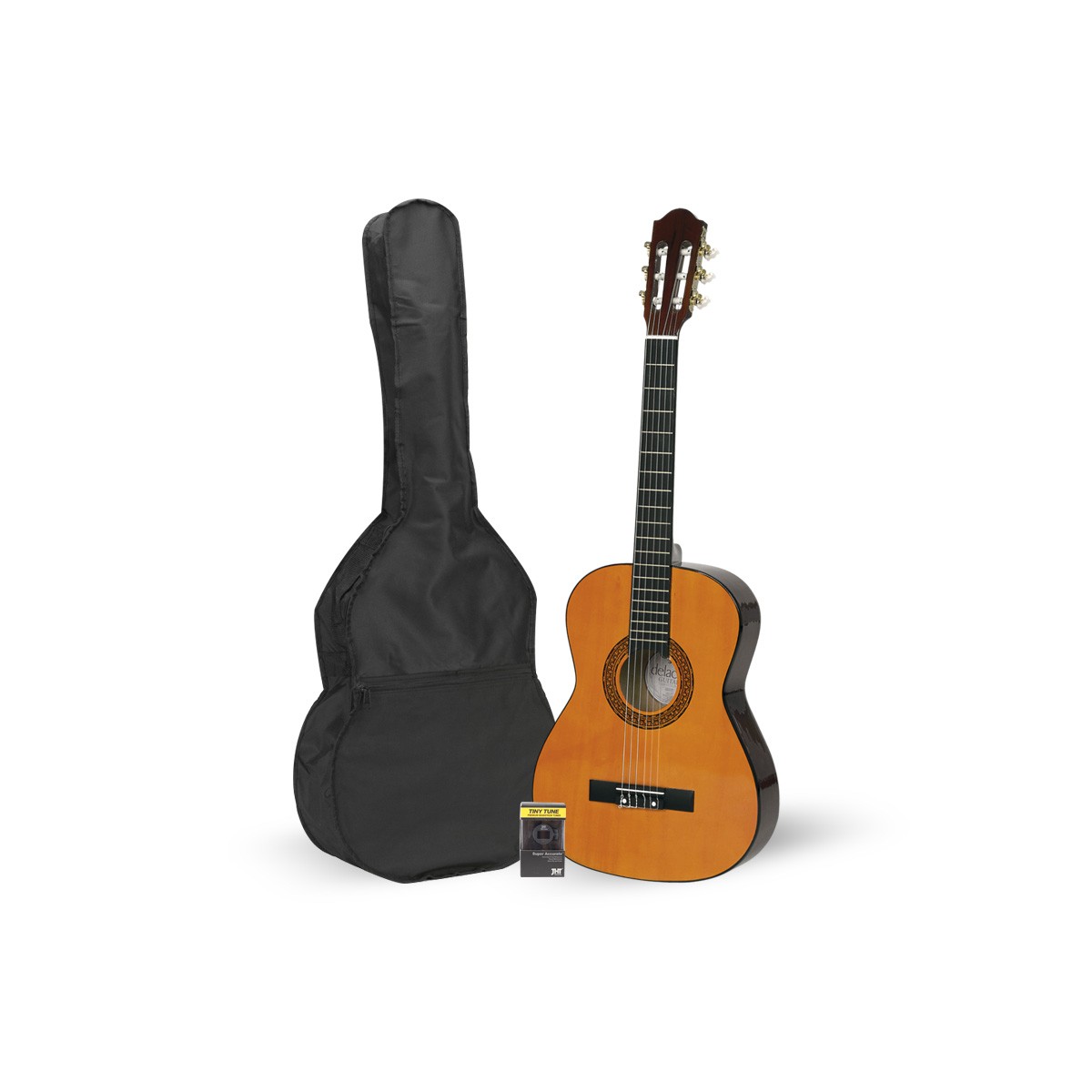 Pack guitarra clásica delacrus + funda + afinador