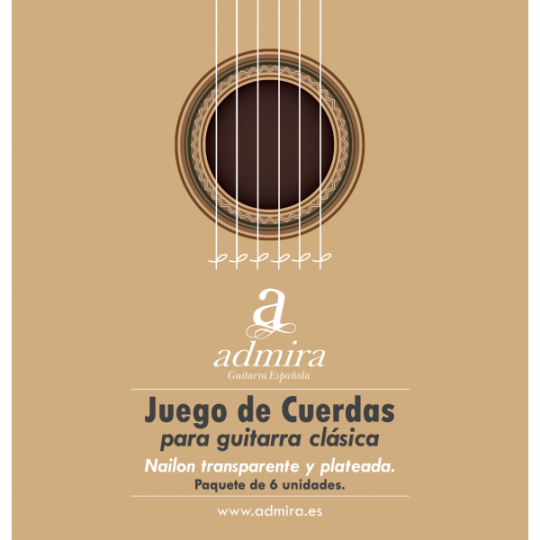 Juego cuerdas guitarra clásica admira nailon y plateada