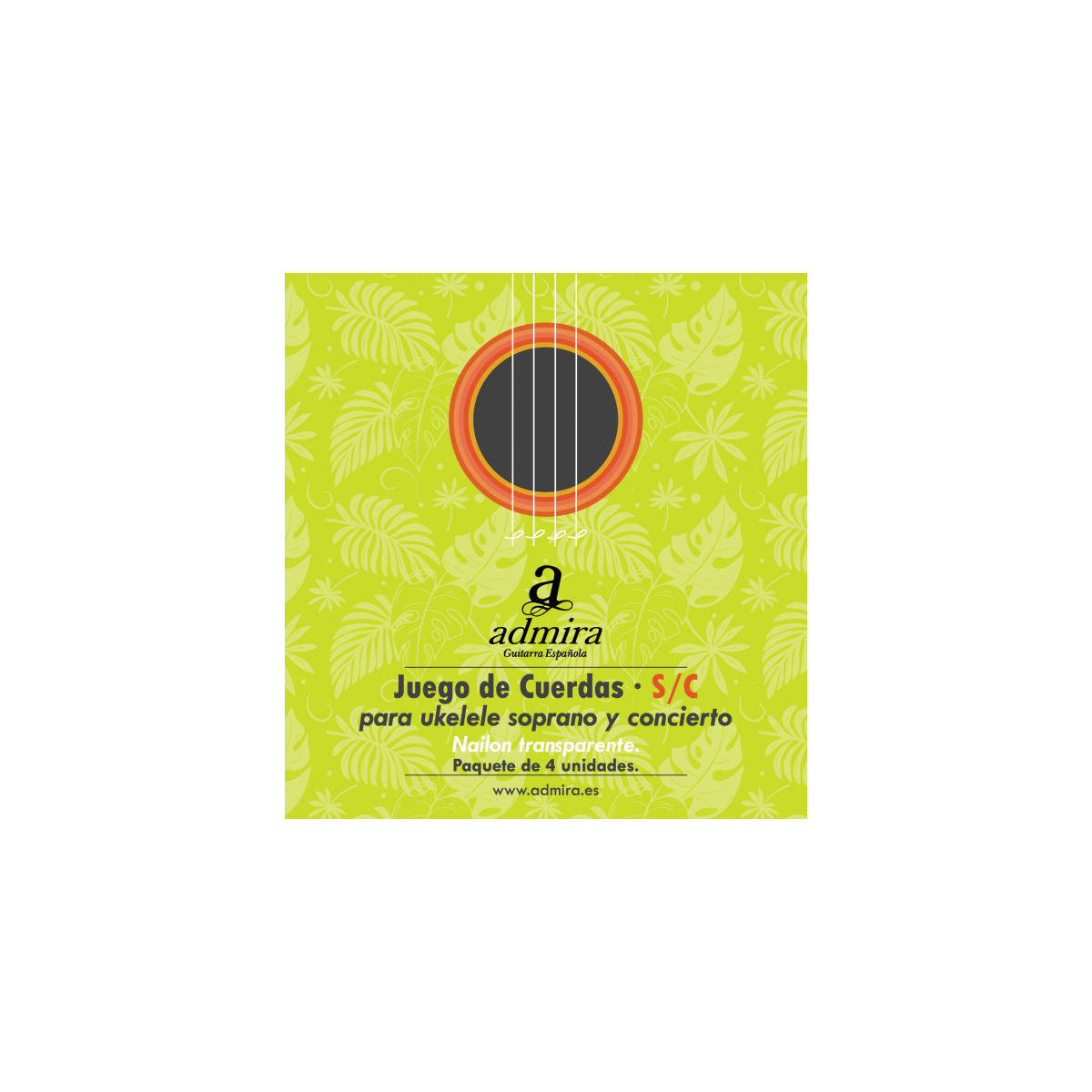 Juego cuerdas ukelele soprano y concierto nailon admira ca500uksc