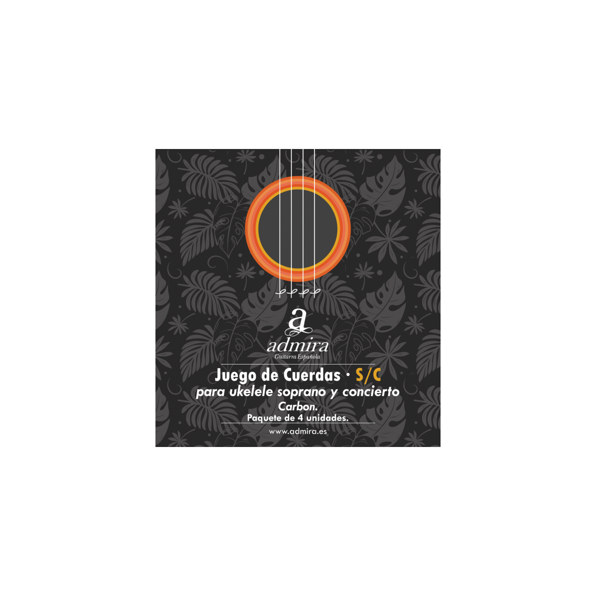 Juego cuerdas ukelele soprano y concierto carbon admira