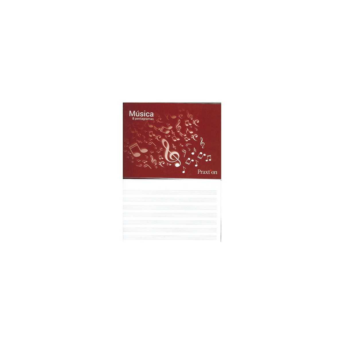 Music notebook A5, 8 staves, red Praxton.