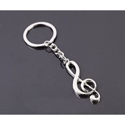 Silver treble clef keychain