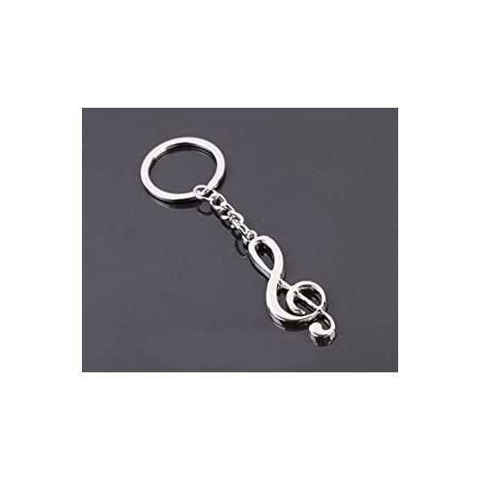 Silver treble clef keychain