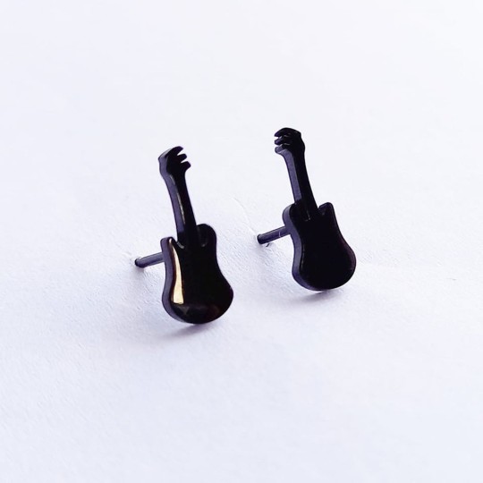 Pendientes guitarra negro acero inoxidable