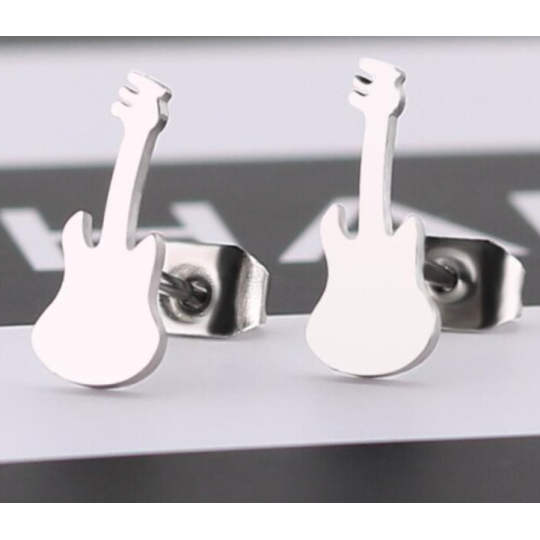 Pendientes guitarra acero inoxidable