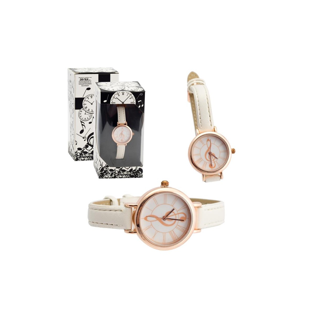 Reloj oro rosa con diseño musical