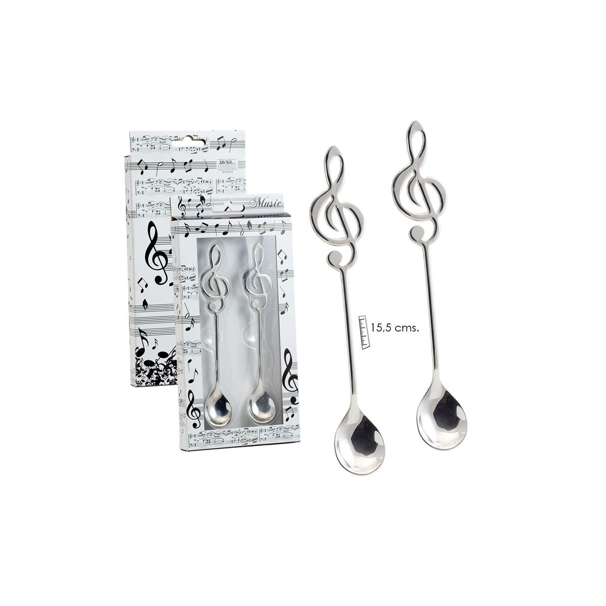 Set 2 cucharillas clave de sol plata. acero inox