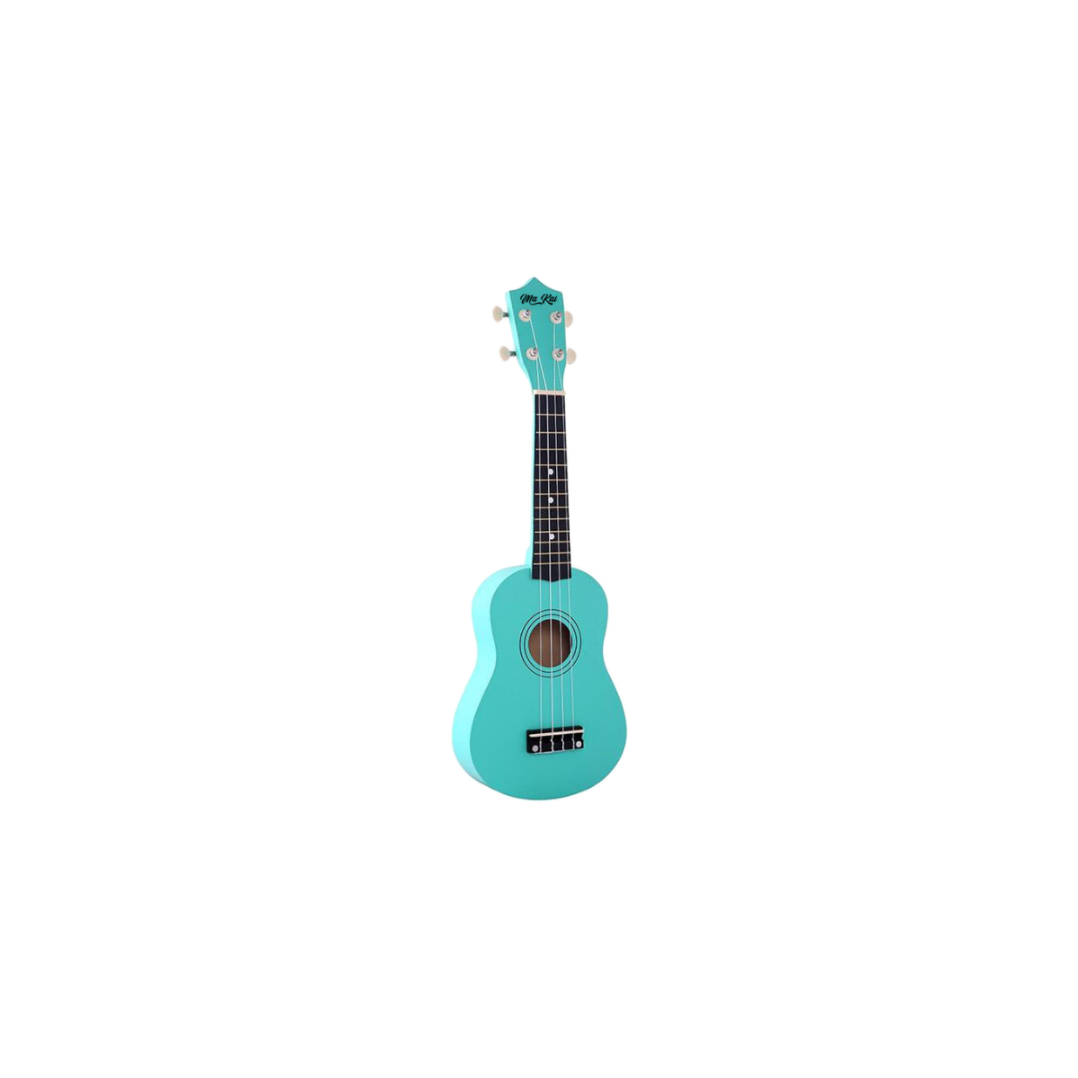Turquoise blue soprano ukulele Ma Kai + case, pick, and replacement string