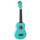Turquoise blue soprano ukulele Ma Kai + case, pick, and replacement string