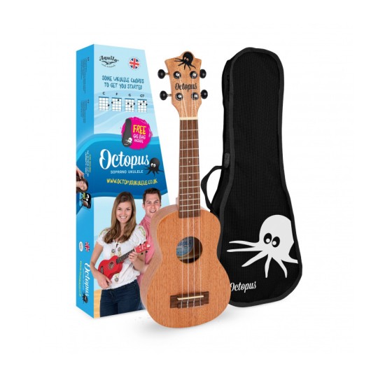 Ukelele soprano madera natural con funda octopus